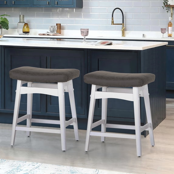Sophia & William Saddle Counter Height Bar Stool, Gray (Set of 2)