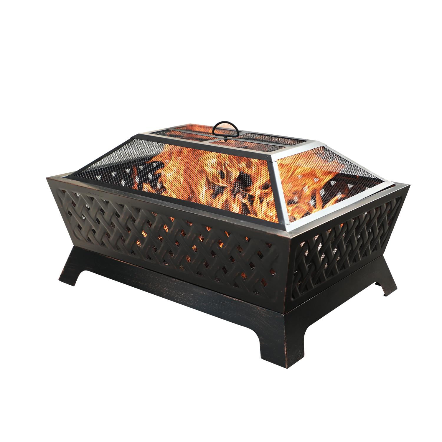 S&W 34 x 26 Inch Retangular Wood Burning Bronze Fire Pit