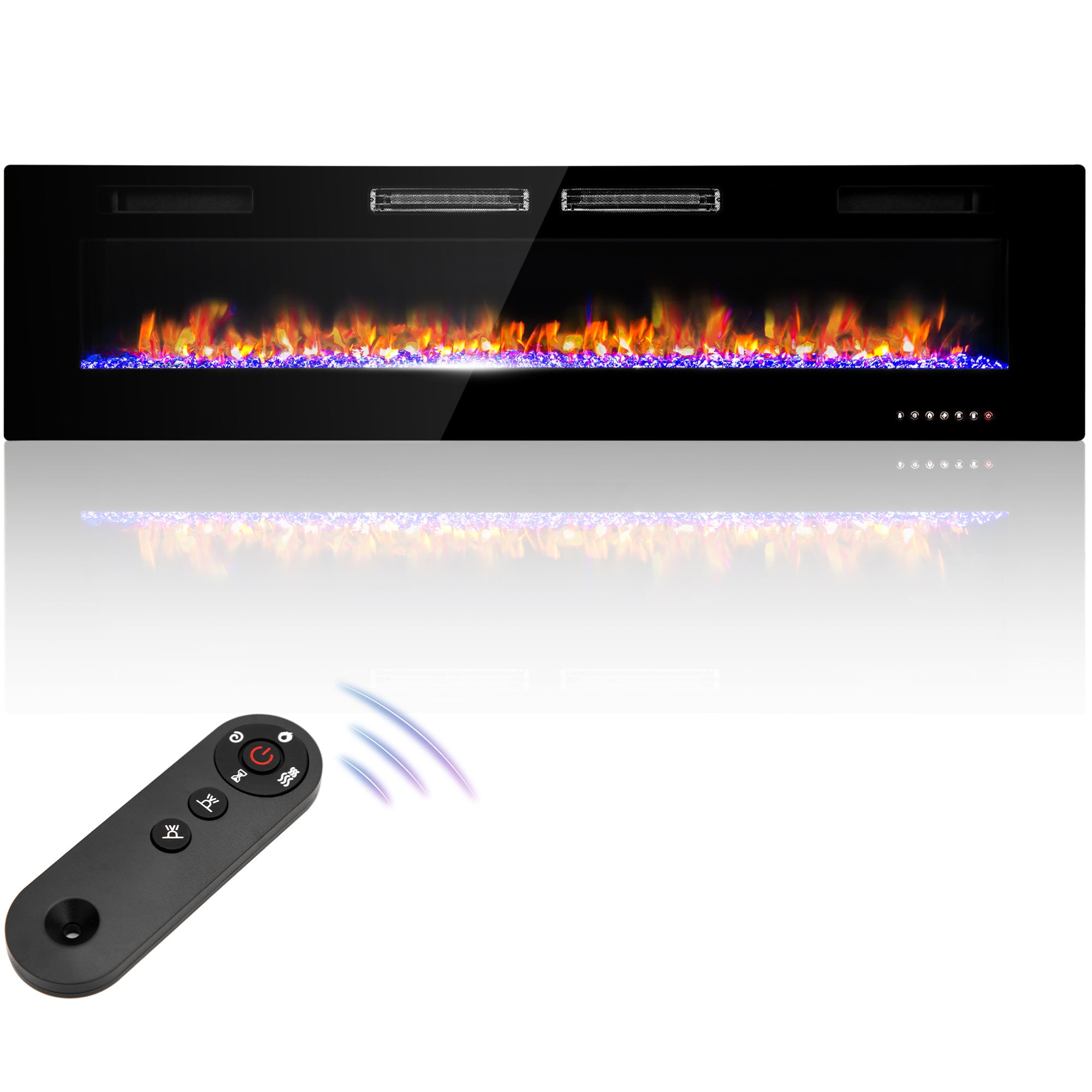S&W 72 inch Ultra-Thin Electric Fireplace, Wall Mounted & Recessed