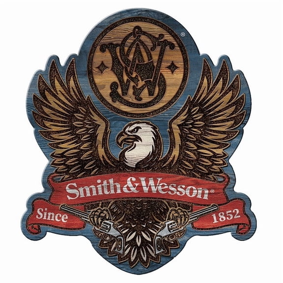 Desperate Enterprises 23 Inch MDF S W Eagle Wood Wall Sign Multicolor Americana Decor for Garage or Home