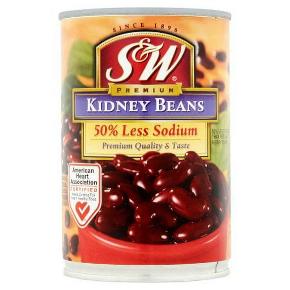 S&W Kidney Beans 50% Less Sodium (Pack of 5)
