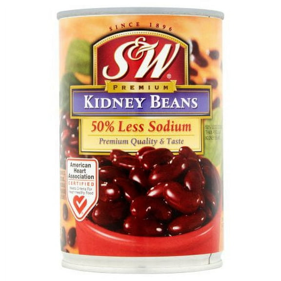 S&W Kidney Beans 50% Less Sodium (Pack of 8)