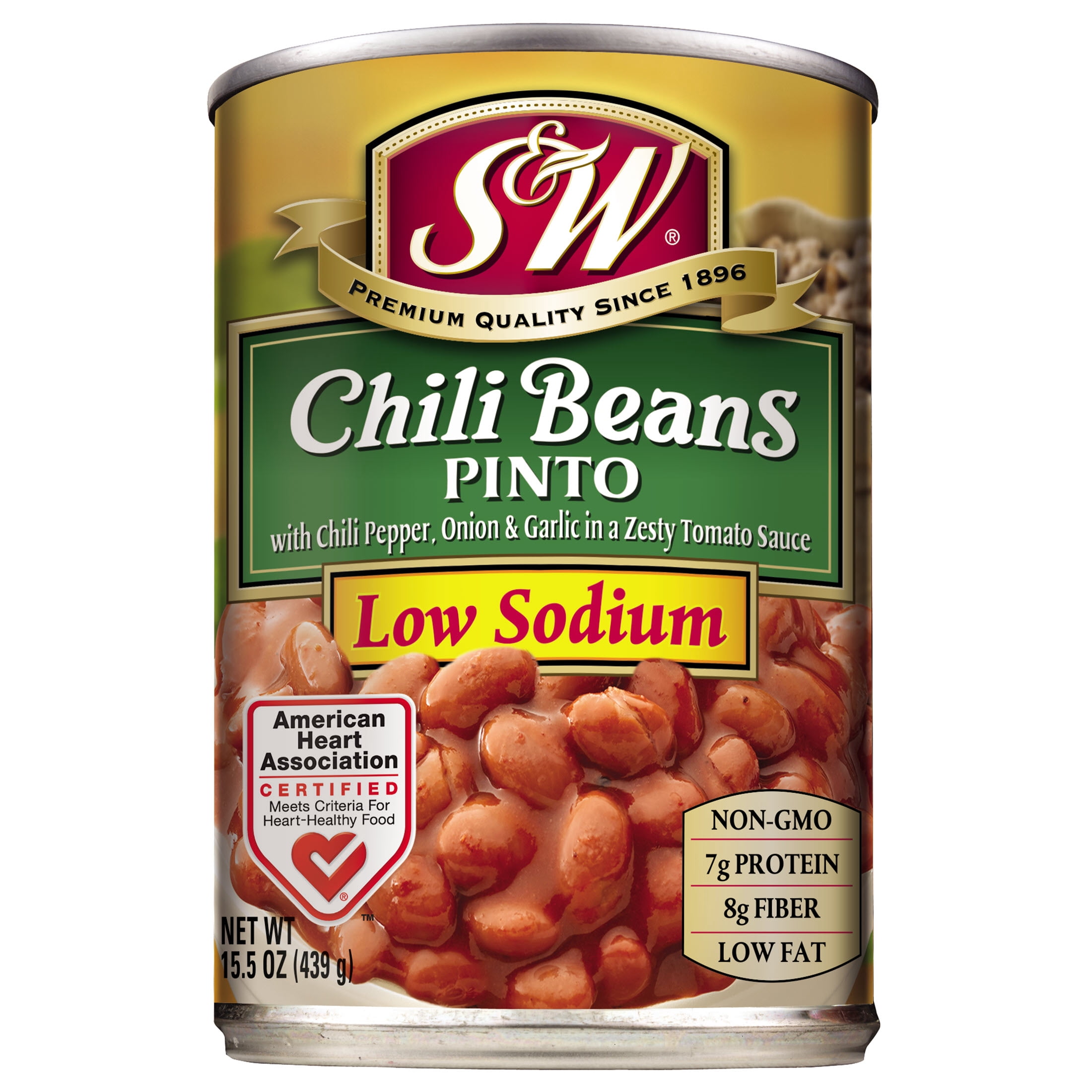 S&W Pinto Chili Beans - Low Sodium - 15.5 oz. Can