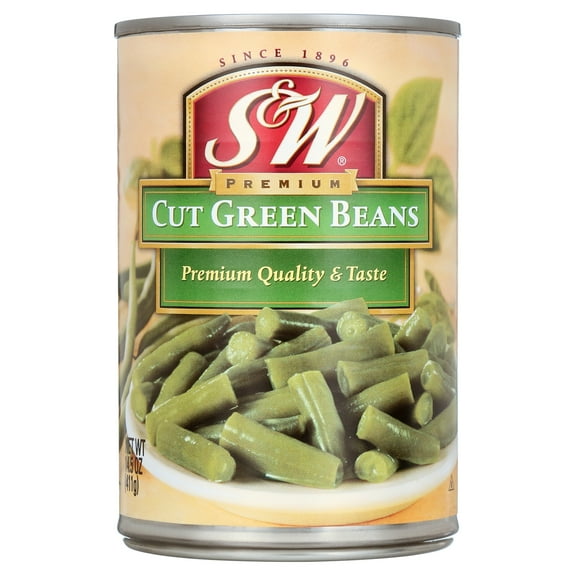 S&W Premium Canned Cut Green Beans, 14.5 oz Can