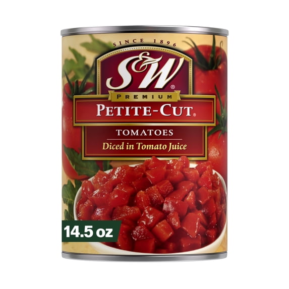 S&W Premium Petite Cut Canned Diced Tomatoes, 14.5 oz Can
