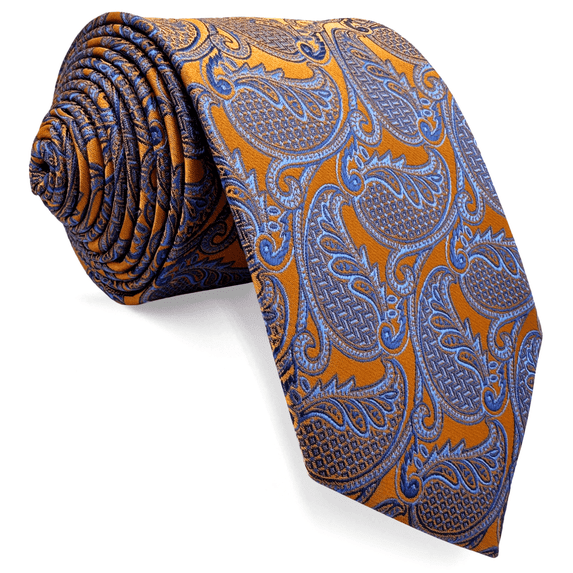 Cravatta Uomo Extra Lunga S&amp;W SHLAX&amp;WING - Paisley, Tinta Unita, Righe Blu, 160cm, Matrimonio
