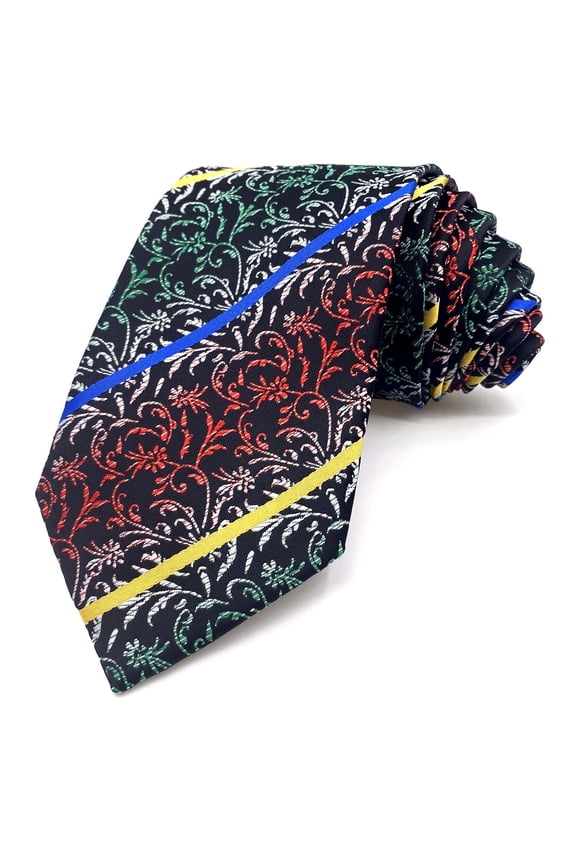 SHLAX&WING Multicolored Ties for Men Necktie for Suit Jacket Red Yellow Green Floral Wedding Extra Long 63"
