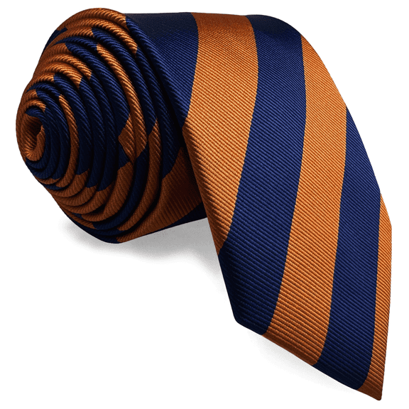 S&W SHLAX&WING Tie Sets for Men Necktie and Pocket Square Blue and Orange Stripe Classic Size 57.5"