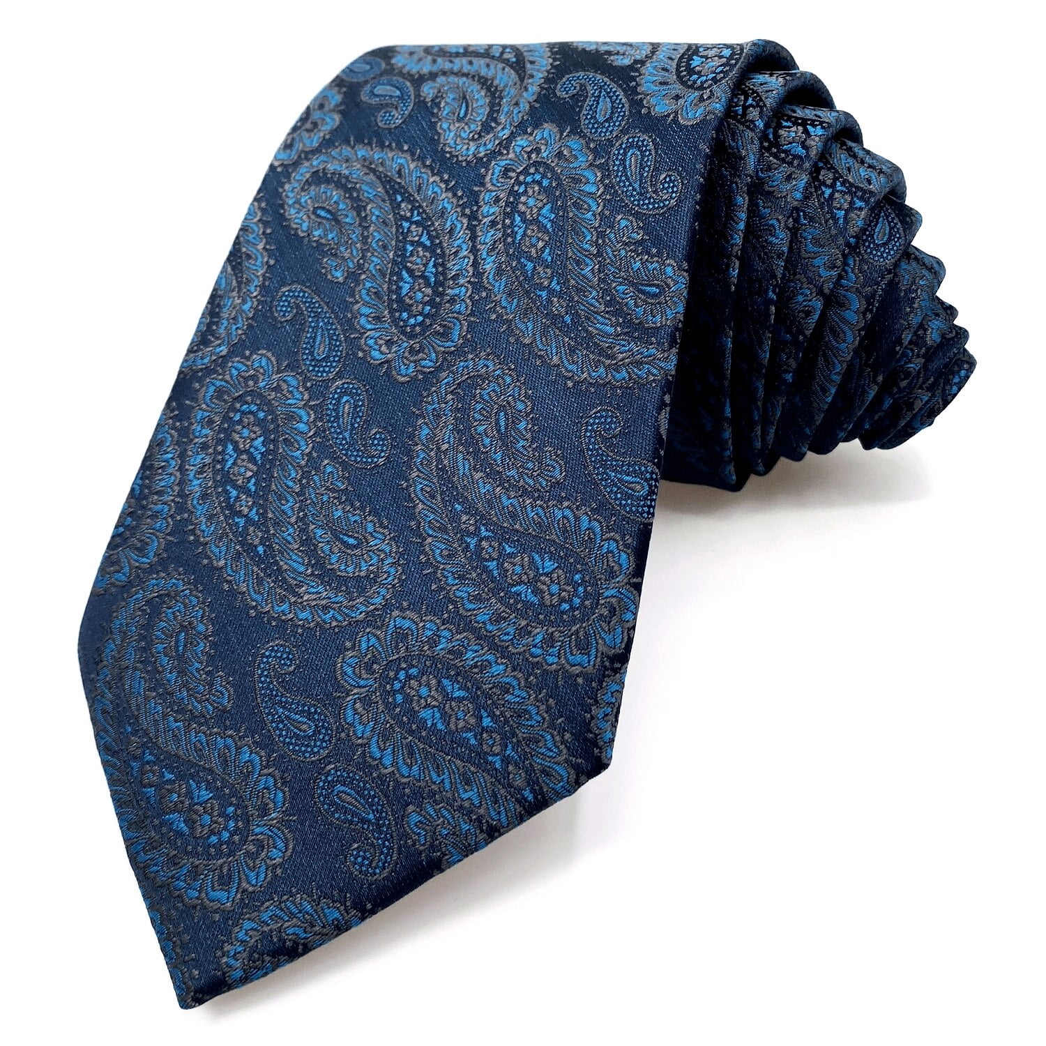 S&W SHLAX&WING Herrenkrawatte – Marineblau/grau/lila Gestreift, Seidenoptik, 147 Cm