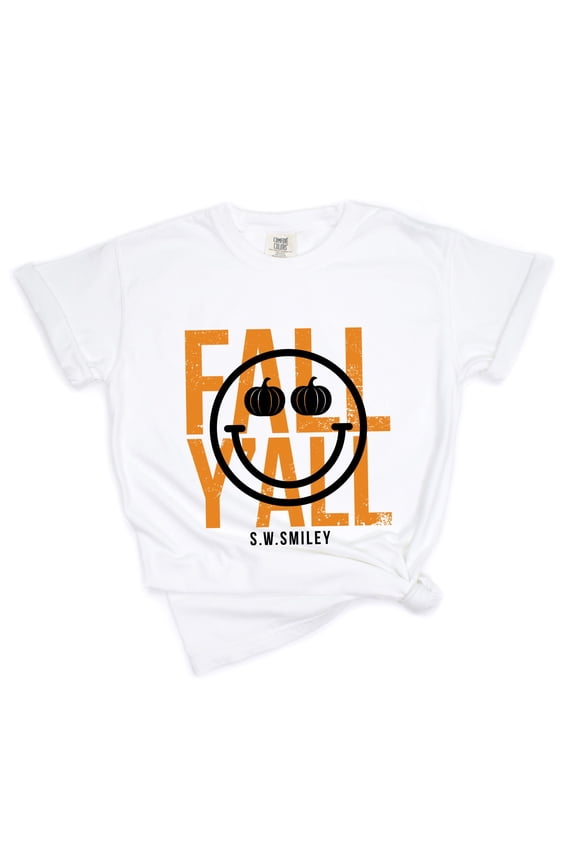 S.W.Smiley Fall Y'all - Women's Garment Dyed Graphic T-Shirt