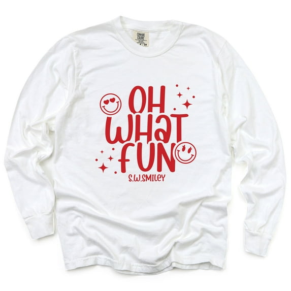 S.W.Smiley Oh What Fun Sparkle - Womens Garment Dyed Long Sleeve