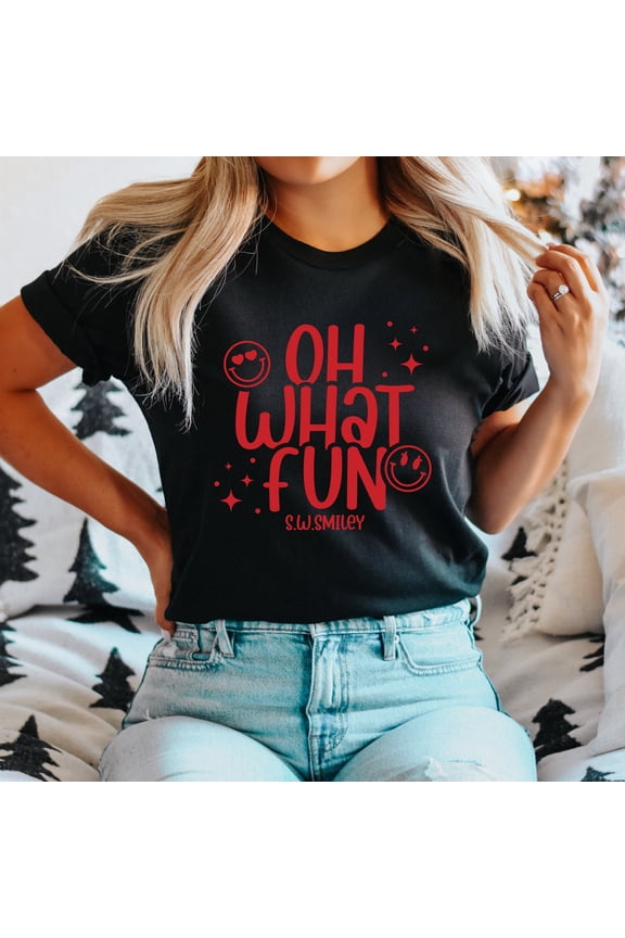 S.W.Smiley Oh What Fun Sparkle - Womens Short Sleeve Tee