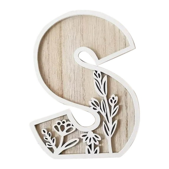 S Wood Flower Decoration, Carved Letter Craft, Home Wall Art, Wedding Decor With Natural Wood Material, Handmade Design For Kitchen Decor, Living Room Accents And Gift Ideas