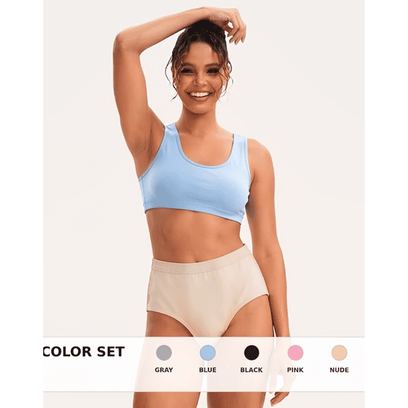 S-XXL Women's High Waist Panties, Gray, Blue, Black, Pink, Nude Quick-Drying Briefs For Ladies(5 Pack)