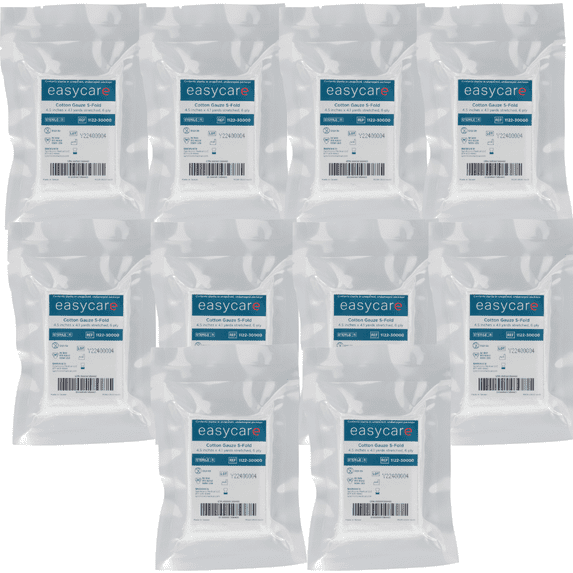 S/Z-Fold Cotton Gauze 4.5"x 4.1yds, 6 ply, Vacuum Sealed Sterile Medical, First Aid and IFAK Kits, 10 pack