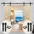 thumbnail image 1 of S&Z TOPHAND 6 FT (5-17FT) Double Gate Classic Sliding Barn Door Hardware Kit Whole Set, 12'' Door Handles，Easy to Install, Perfect for Kitchen,Living Room, Bathroom, 1 of 5