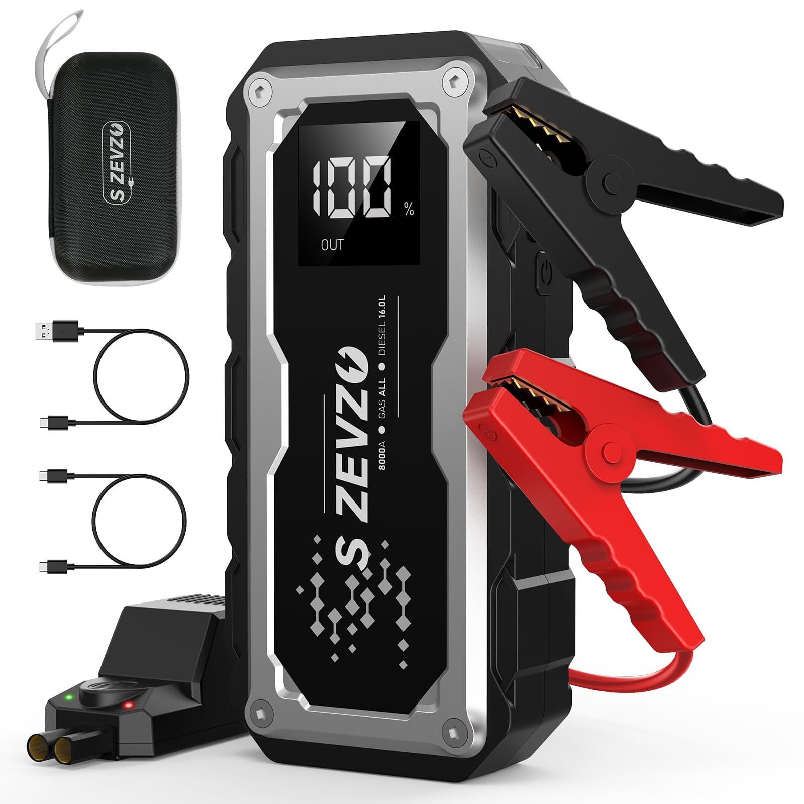 S ZEVZO ET5000 Car Battery Jump Starter 8000A Jump Box with PD 60W
