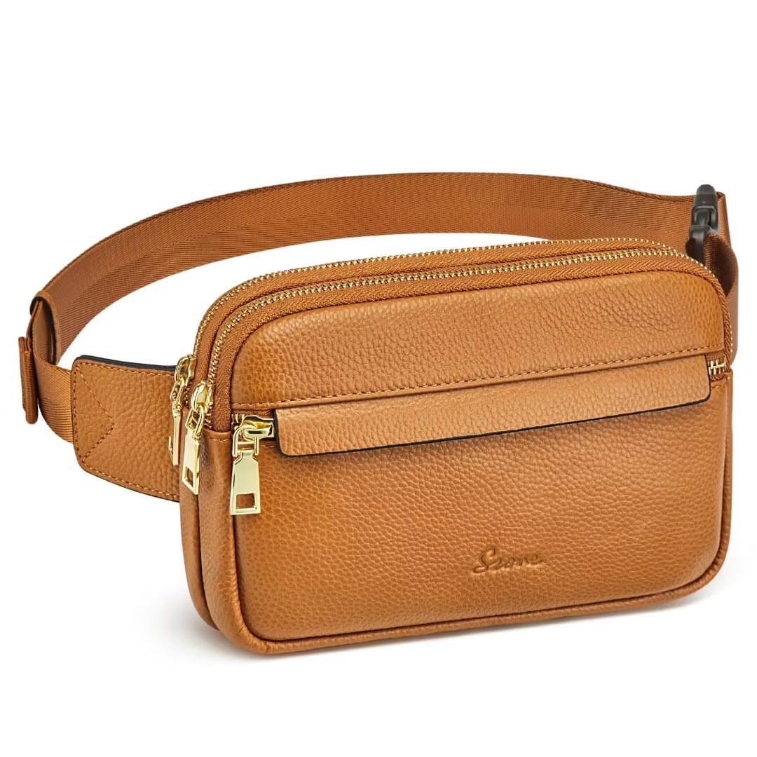 S-ZONE Women's Leather Crossbody Phone Purse – RFID Blocking, Convertible Wristlet, Cognac, Small - View #12