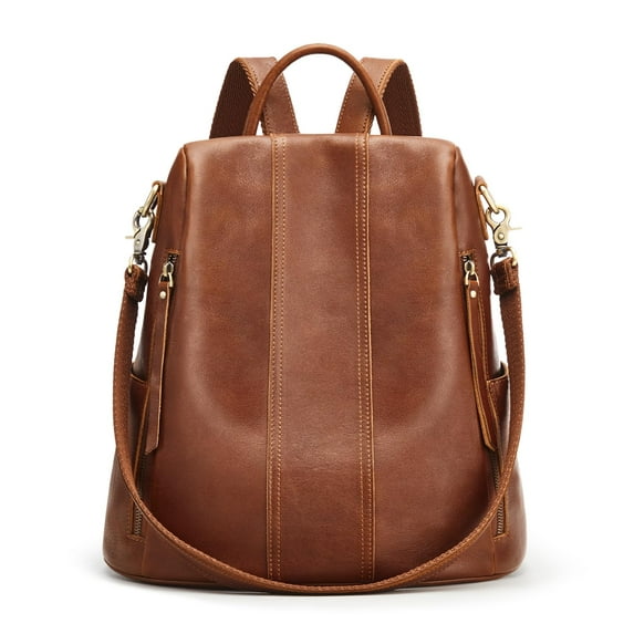 S-ZONE Leather Backpack Purses for Women Antitheft Rucksack Shoulder Bag Medium