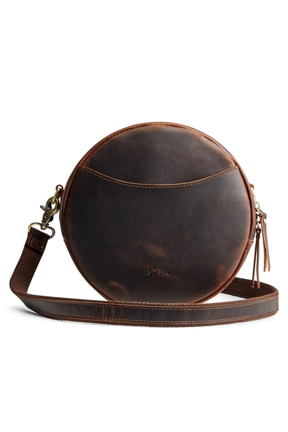 Leather Crossbody Bags for Women Trendy Circle Cross Body Shoulder Bag Designer Round Purses