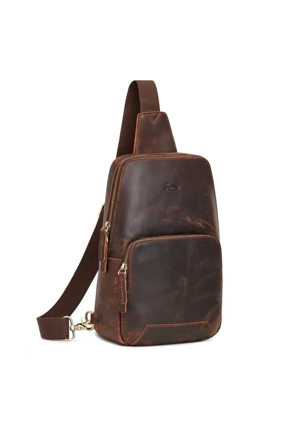 Sling Bag for Men Women RFID Blocking Genuine Leather Crossbody Shoulder Bag Backpack Hiking Daypack Travel