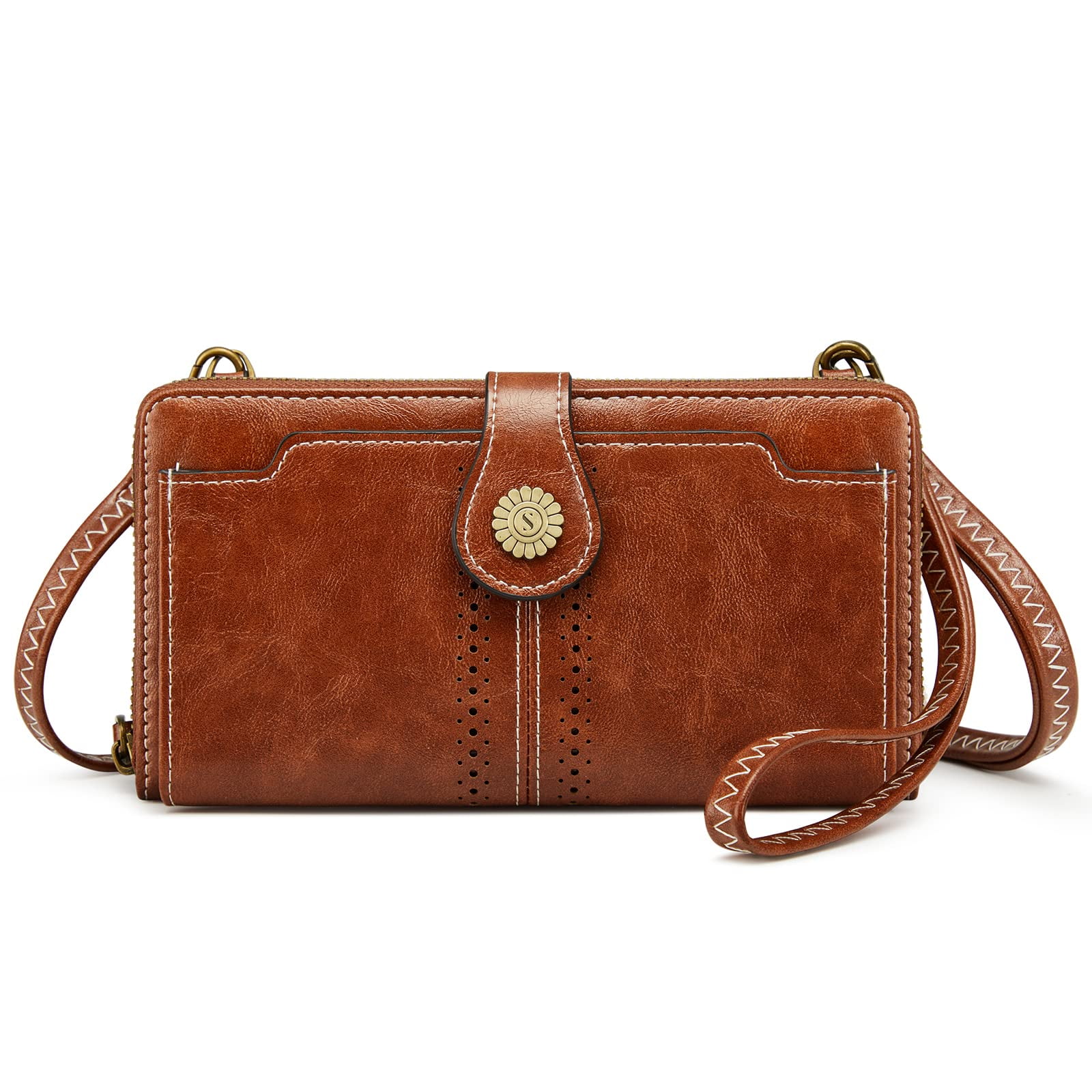 S-ZONE Vegan Leather Crossbody Bags for Women Small Cell Phone Purse RFID Blocking Clutch Purses with 2 Straps