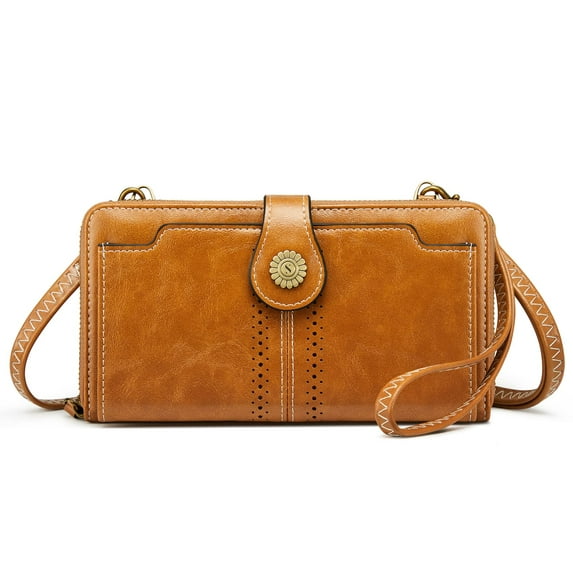 S-ZONE Vegan Leather Crossbody Bags for Women Small Cell Phone Purse RFID Blocking Clutch Purses with 2 Straps