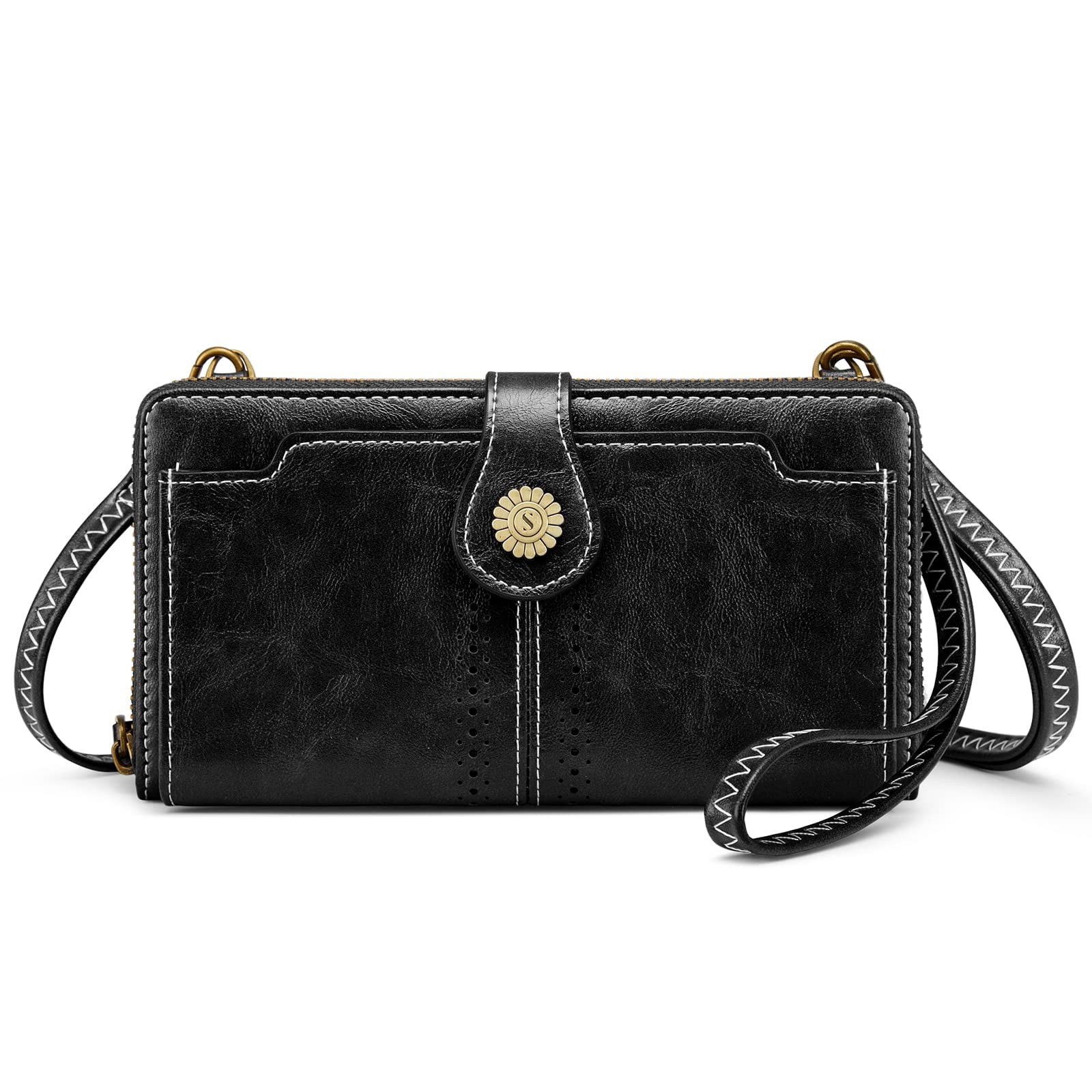 S-ZONE Vegan Leather Crossbody Bags for Women Small Cell Phone Purse RFID Blocking Clutch Purses with 2 Straps