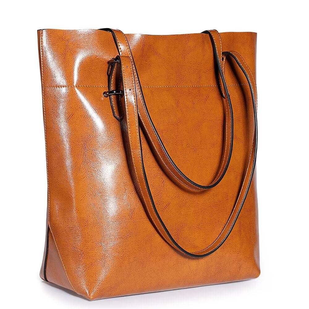 S-ZONE Women's Vintage Genuine Leather Tote Bag - Large Shoulder Purse With Laptop Sleeve & Luggage Strap, Crazy Horse Leather - View #5