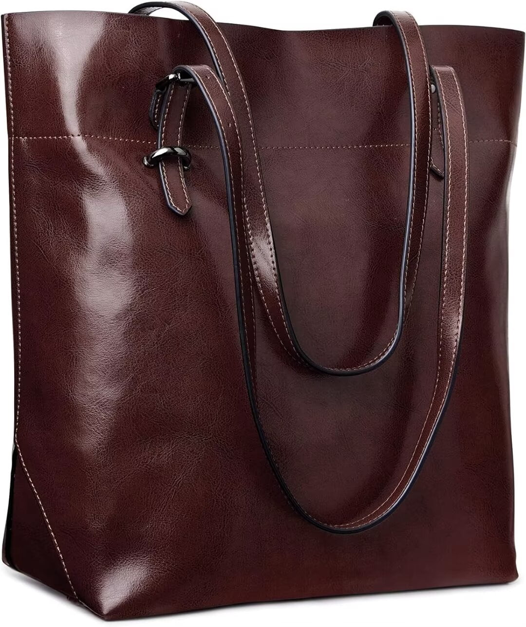 S-ZONE Women's Vintage Genuine Leather Tote Bag - Large Shoulder Purse With Laptop Sleeve & Luggage Strap, Crazy Horse Leather - View #4