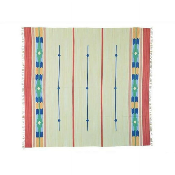 S&H Rugs sh26095 9 ft. 9 in. x 10 ft. 5 in. Flat Weave Killim Hand Woven Squarish Beige Design Rug