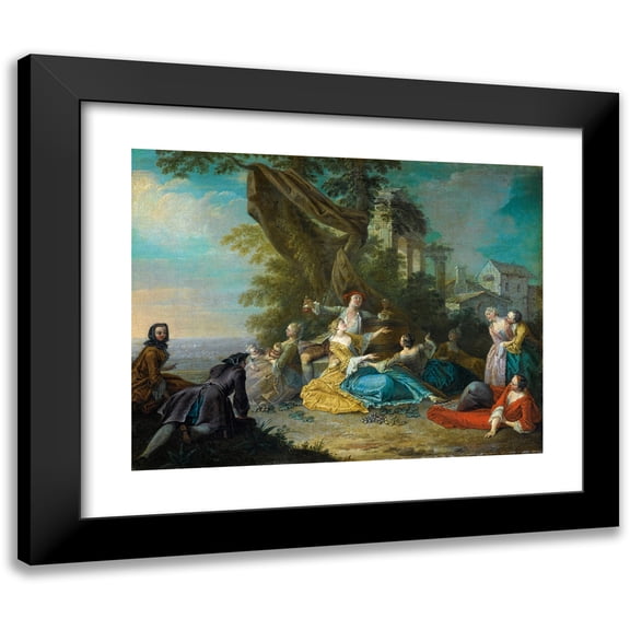 Sébastien Jacques Leclerc 14x12 Black Modern Framed Museum Art Print Titled - Gallant Scene