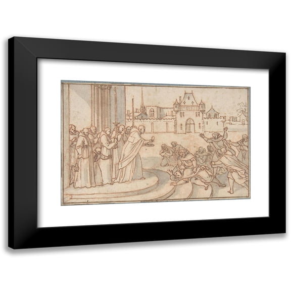 Sébastien Leclerc 14x11 Black Modern Framed Museum Art Print Titled - Saint Bernard Presenting the Host to Guillaume X, Duc De Guyenne