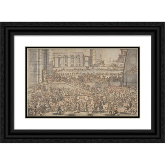 Sébastien Leclerc 14x11 Black Ornate Wood Framed Double Matted Museum Art Print Titled: Alexander Entering Babylon