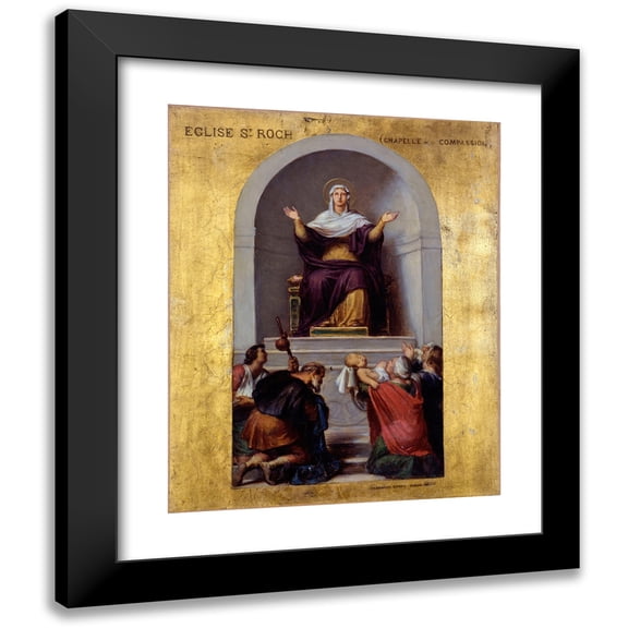 Sébastien Melchior Cornu 12x14 Black Modern Framed Museum Art Print Titled - La Vierge Consolator (1870)