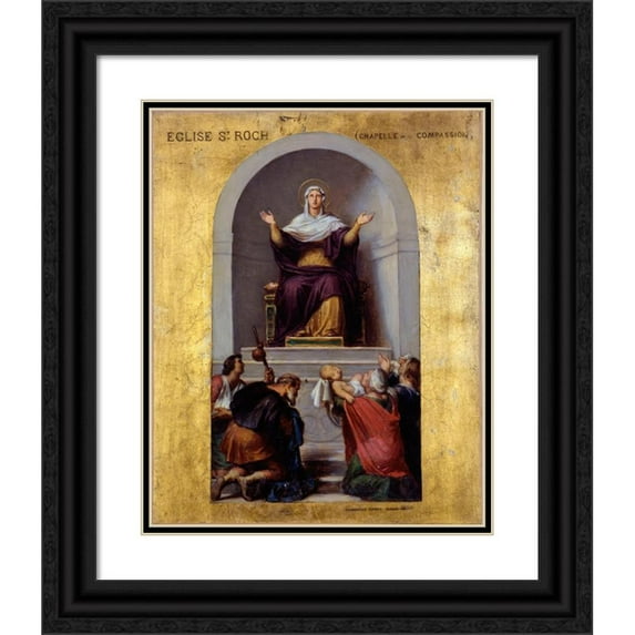 Sébastien Melchior Cornu 12x14 Black Ornate Wood Framed Double Matted Museum Art Print Titled: La Vierge Consolator (1870)