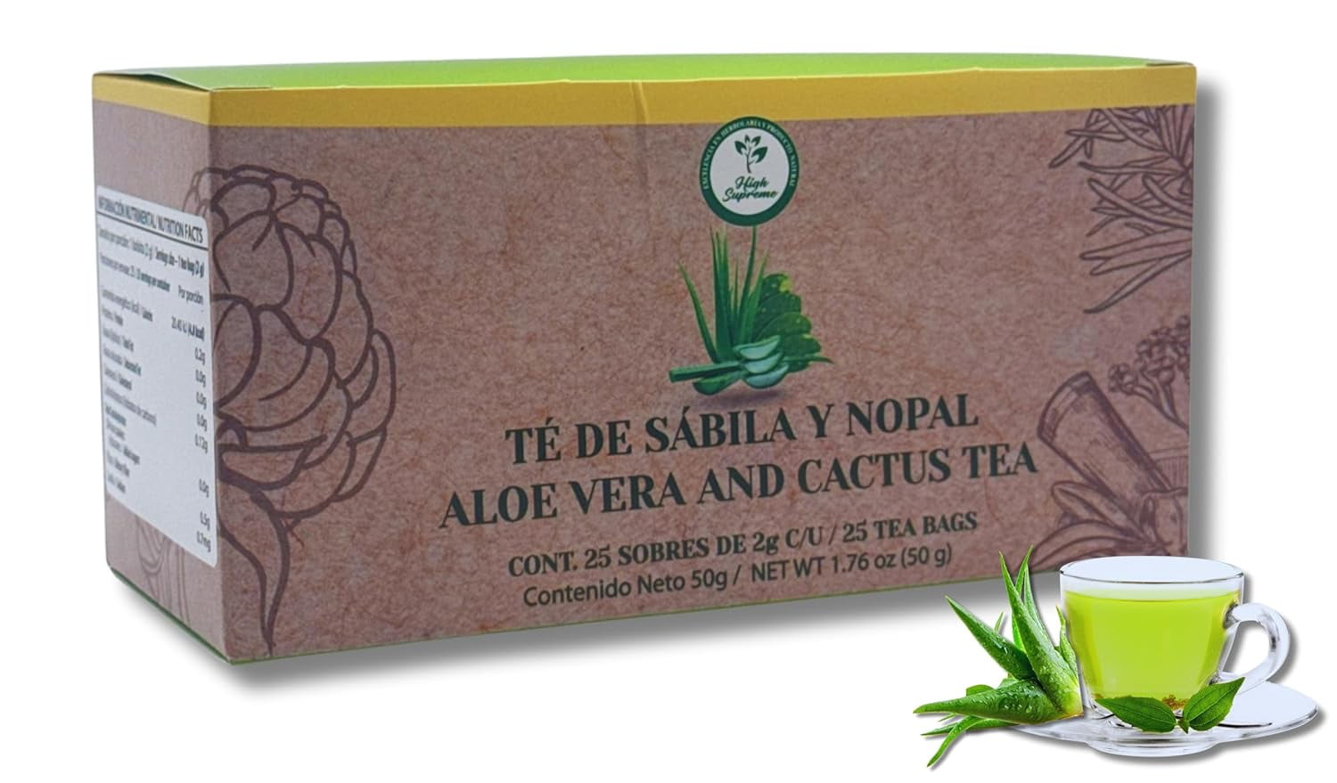 Sábila & Nopal Tea (Aloe Vera & Cactus Tea) – 100% Natural, Vegan | 25 ...