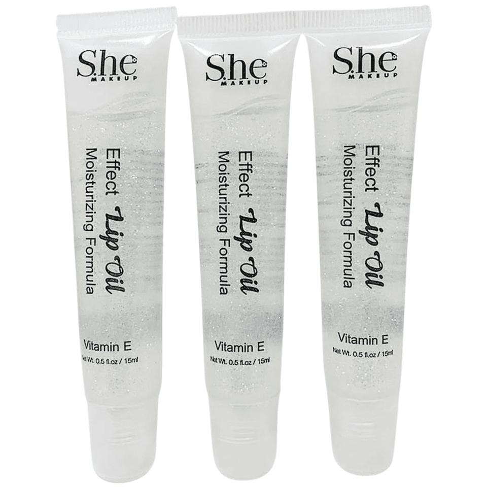 S.he Effect Lip Oil Clear Glitter Lip Gloss VitaminE Lip Balm