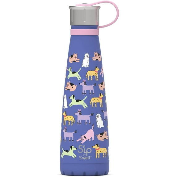 S'ip by S'well 15 oz Blue and Pink Vacuum Insulated Stainless Stainless Steel Water Bottle with Screw Cap