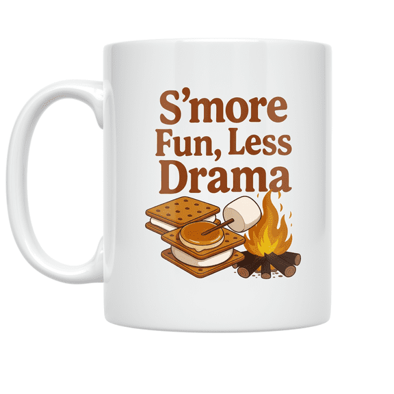S'more Fun Less Drama Campfire Humor - Camping Enthusiast - 11 oz Ceramic Coffee Mug