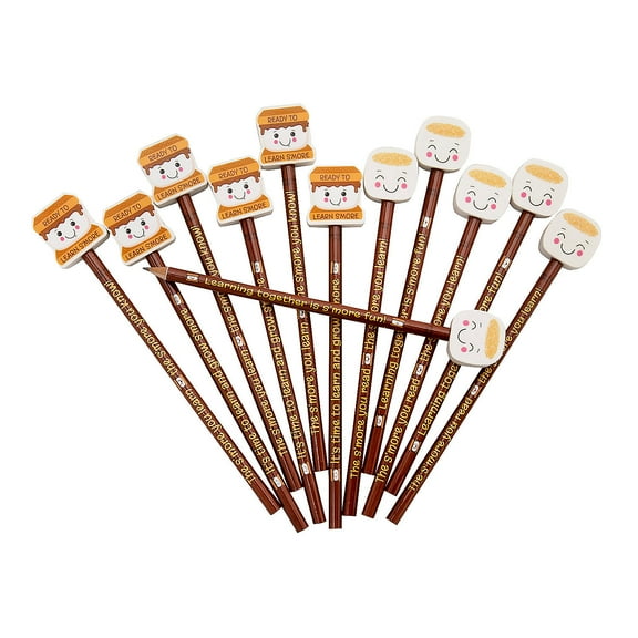Smore Learning Pencils with Eraser Topper - 12 pieces