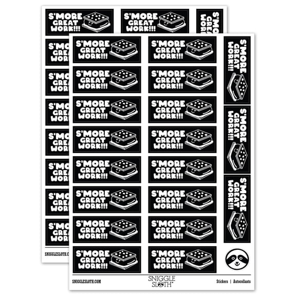 S'more Some More Great Work Teacher Student School Sticker Set - Black - Gloss Finish - 2.00" Large