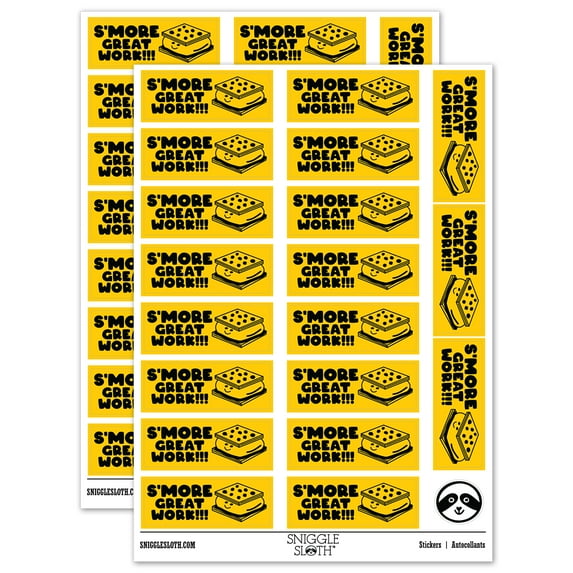 S'more Some More Great Work Teacher Student School Sticker Set - Yellow - Matte Finish - 2.00" Large