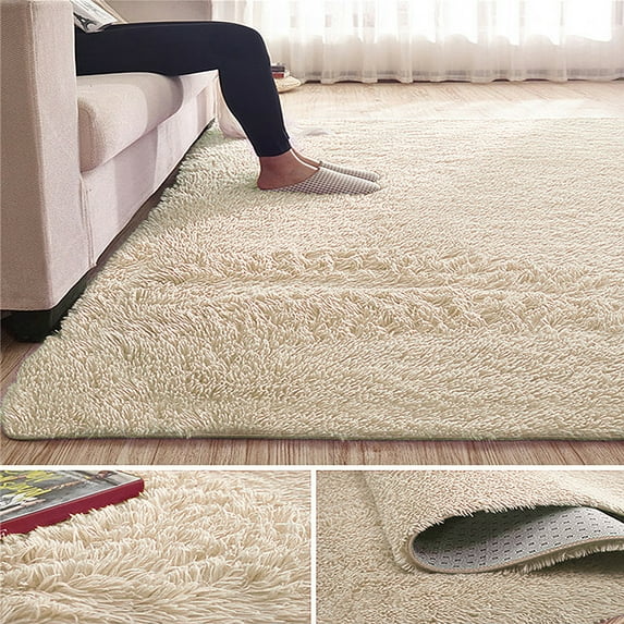 S-morebuy 5.3 x 7.5 Area Rug, Large Soft Faux Silky Smooth Sheepskin Carpet Fluffy Area Rug for Home Kids Bedroom Dormitory Decor Chair Cover Seat Pad Sofa Bedside Anti-Slip Shaggy Throw Rug
