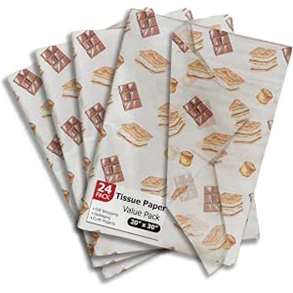 S'mores Tissue Paper, 24 Sheets, 20 x 30 Inches Gift Wrap Tissue Paper
