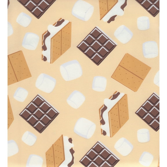Smores Vinyl Tablecloth 60 x 84 Inch  Camping Picnic Outdoor Dining PEVA with Flannel Backing, Waterproof & Easy Clean