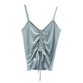 thumbnail image 1 of Fsgntruao Camisole Tank Top for Women Summer Pleated Spaghetti Strap Sleeveless Flowy Tunics Top Embroidery Round Neck Casual Loose Fit Basic Shirts Sling Vest Vacation Outfits, 1 of 5