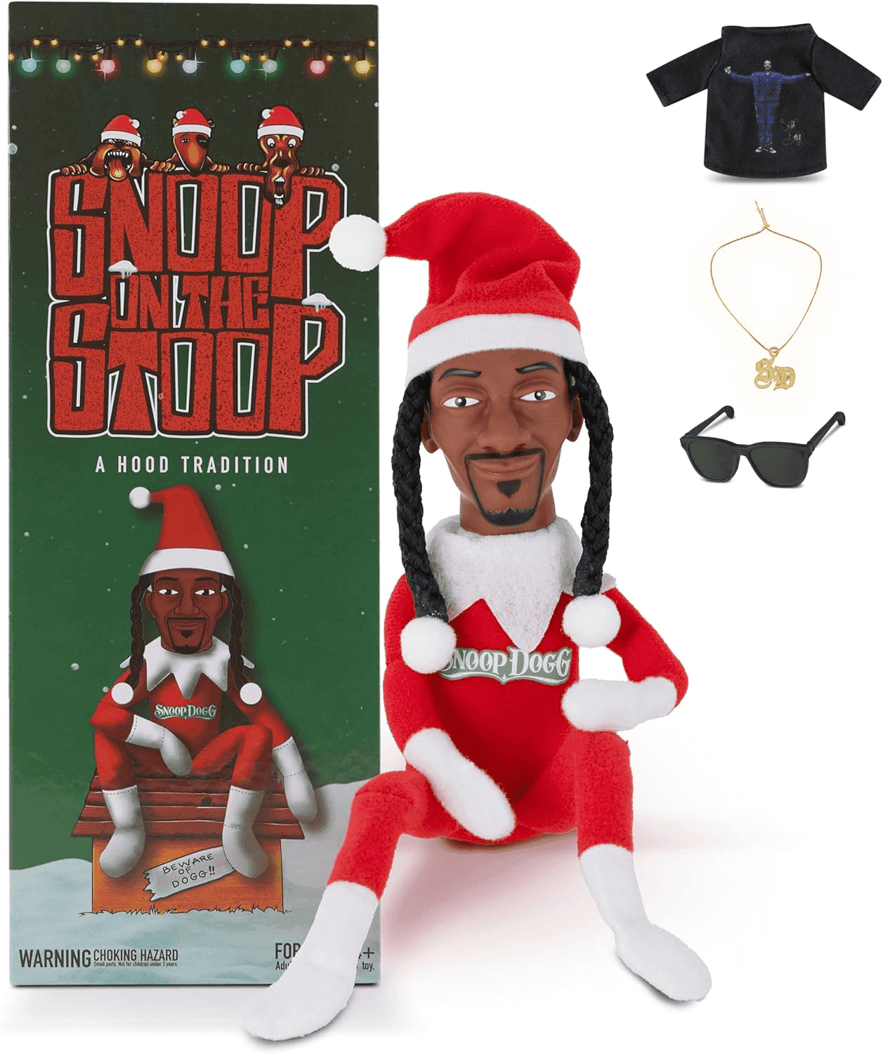 S noop Do gg Christmas Elf Dolls, 11 ", Small Plush Toys, Elf Toys, Extra T-Shirts, Sunglasses and Necklaces Christmas Holiday Gifts
