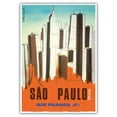 thumbnail image 1 of São Paulo Brazil - France - Vintage Airline Travel Poster by C. Brunswick c.1976 - Master Art Print 10in x 14in, 1 of 4