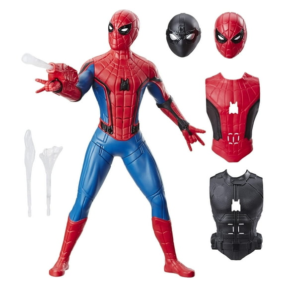 S-piderman: Far from Home Deluxe 13.7-Inch-Scale Web Gear Action Figure with Sound FX, Suit Upgrades, and Web Blaster Accessory